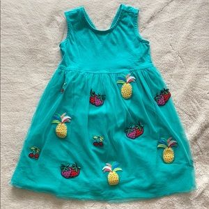 Hanna Andersson Tulle teal dress & fruit appliqué